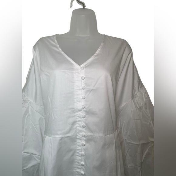 Harshman Billie White Button Front Blouse 3X NWT Cotton Oversized Top - Picture 4 of 7